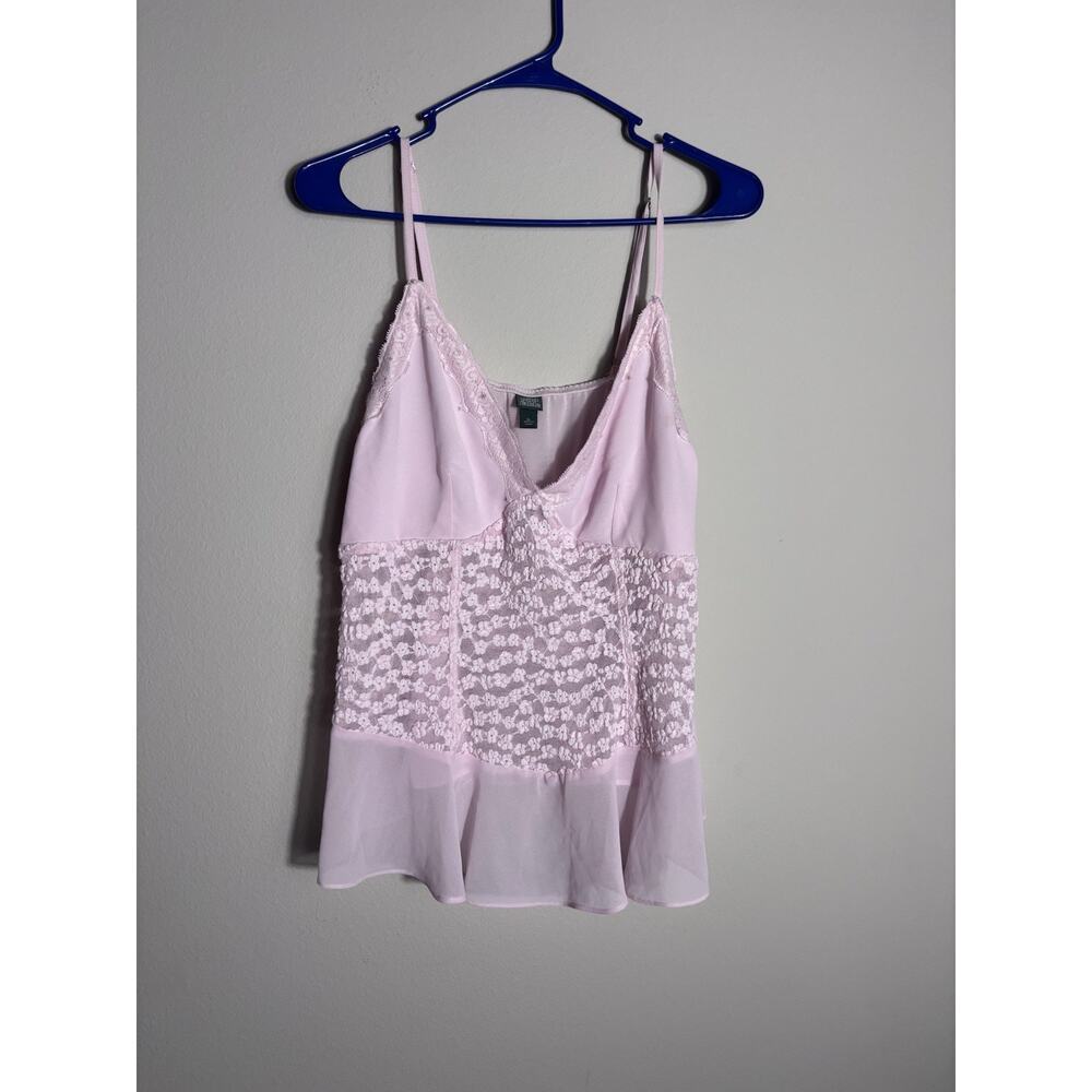 Light Pink Lace Camisole Tank Top Wild Fable Size XL Sweetheart Neckline Ruffle - Picture 2 of 7